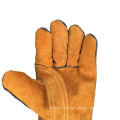 Guantes de soldadura de cuero dividido de cuero para cuero de vaca resistente al calor de la entrepierna del pulgar